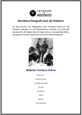 Bemästra fotografi med vår fotokurs