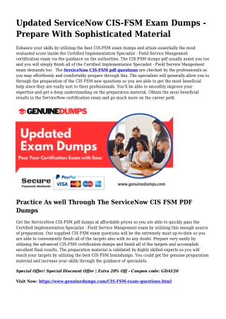 CIS-FSM PDF Dumps - ServiceNow Certification Produced Straightforward