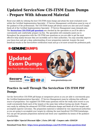 Essential CIS-ITSM PDF Dumps for Top Scores