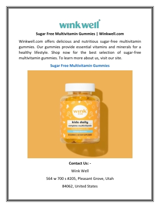 Sugar Free Multivitamin Gummies | Winkwell.com