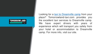 Taxi To Dreamville Camp Tomorrowland-taxi.com