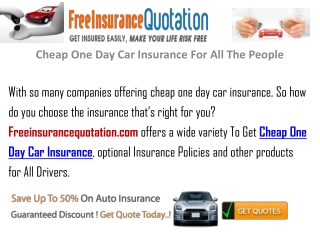 Temporary Car Insurance Cover For 1 Day For All The People