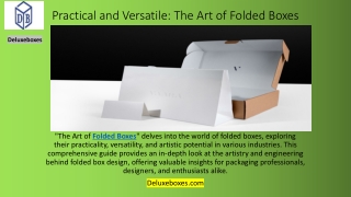 Practical and Versatile The Art of Folded Boxes