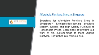 Affordable Furniture Shop in Singapore  Livingsolution.com.sg