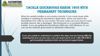 A Quick fix guide for QuickBooks Error 1603