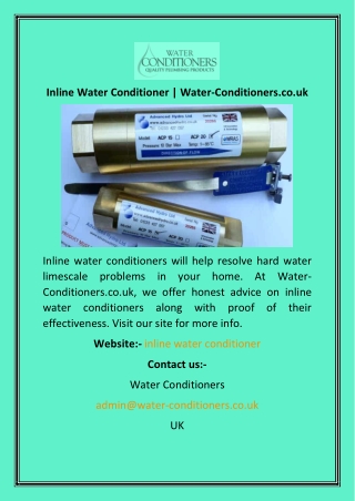 Inline Water Conditioner  Water-Conditioners.co.uk