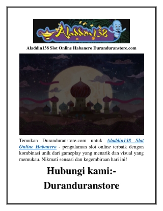 Aladdin138 Slot Online Habanero Duranduranstore