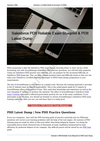 Salesforce PDII Reliable Exam Blueprint & PDII Latest Dump