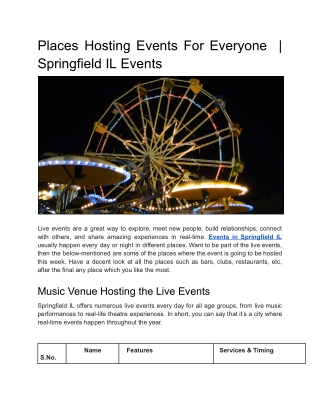 Places Hosting Events For Everyone  | Springfield IL Events