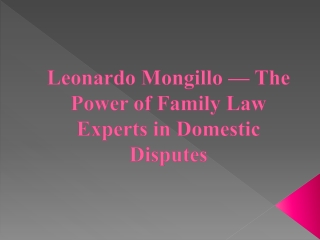 Leonardo Mongillo — The Power of Family Law Experts in Domestic Disputes