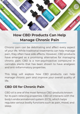 How CBD Products Can Help Manage Chronic Pain