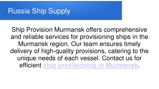 Ship Provision Murmansk