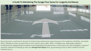 A Guide To Maintaining The Garage Floor Epoxy For Longevity And Beauty