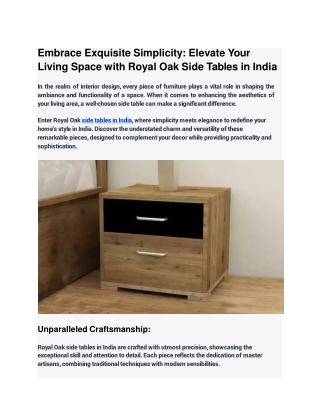 Embrace Exquisite Simplicity_ Elevate Your Living Space with Royal Oak Side Tables in India