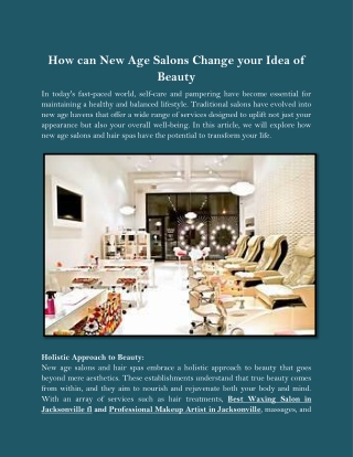 How can New Age Salons Change your Idea of Beauty