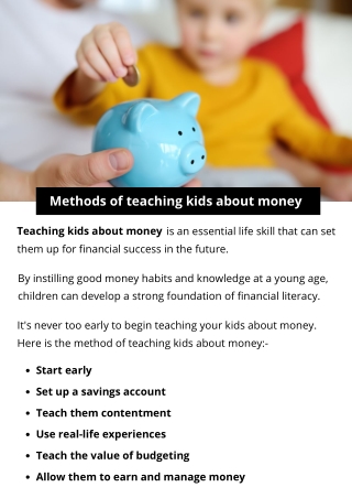 Methods of teaching kids about money