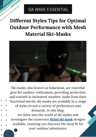 Different Styles Tips for Optimal Outdoor Performance with Ski-Mask