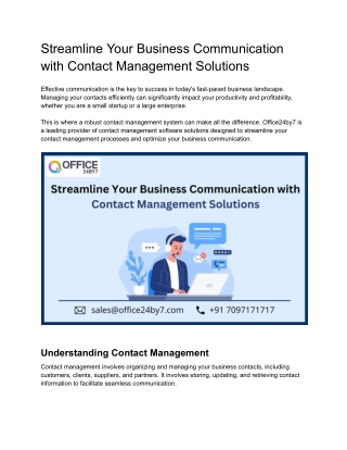 Streamline Your Business Communication with Contact Management Solutions