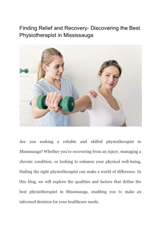 best physiotherapist Mississauga