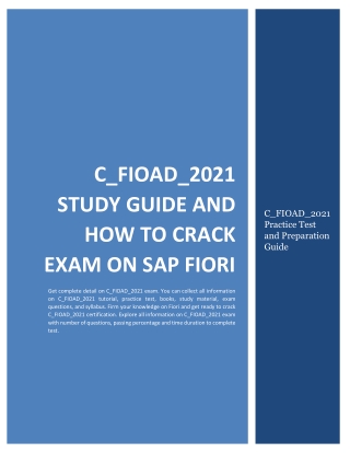 C_FIOAD_2021 Study Guide and How to Crack Exam on SAP Fiori