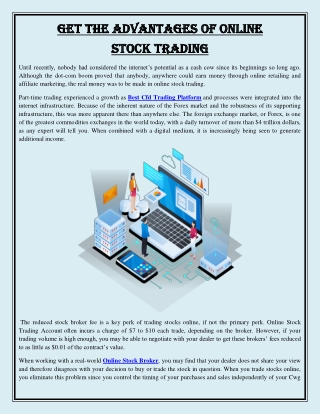 Get the Advantages of Online Stock