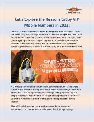 VIP Mobile Numbers