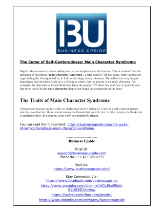 The Curse of Self-Centeredness- Main Character Syndrome