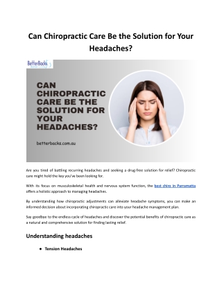 Can Chiropractic Care Be the Solution for Your Headaches?