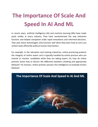 The Importance Of Scale And Speed In AI And ML