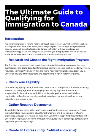 Guide to Qualify for Canada immigration