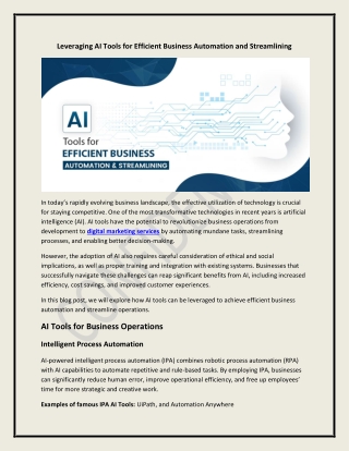 Leveraging AI Tools for Efficient Business Automation and Streamlining