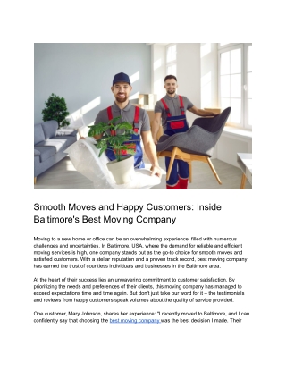 Smooth Moves and Happy Customers_ Inside Baltimore's Best Moving Company