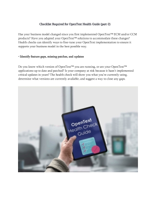 Checklist Required for OpenText Health Guide (part-2)