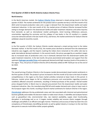 First Quarter of 2023 in North America Sodium Chlorite Prices