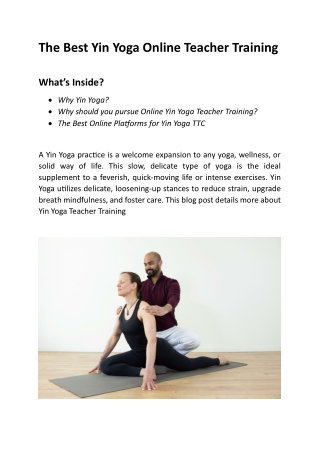 The Best Yin Yoga Online Teacher Training