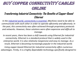 buy copper connectivity cables online (