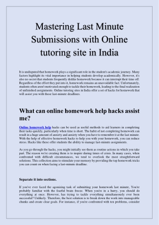 Mastering Last Minute Submissions with Online tutoring site in India