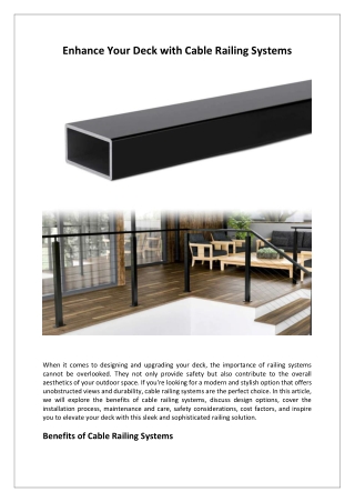 Enhance Your Deck with Cable Railing Systems