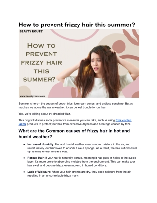 How to prevent frizzy hair this summer?