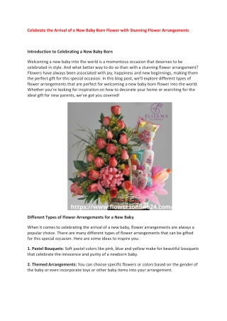 Celebrate the Arrival of a New Baby Born Flower with Stunning Flower Arrangement