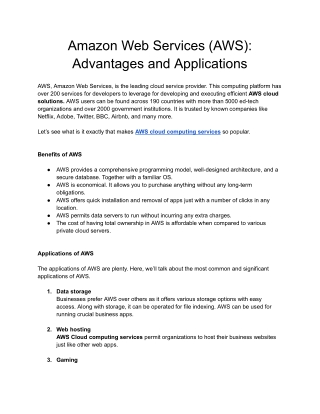 Amazon Web Services (AWS)_ Advantages and Applications