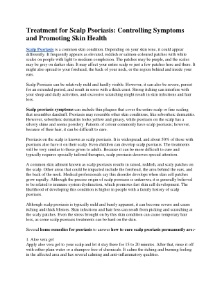 Treatment for Scalp Psoriasis: Controlling Symptoms and Promoting Skin Health