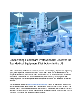 Empowering Healthcare Professionals_ Discover the Top Medical Equipment Distributors in the US