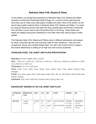 Stainless Steel 316L Sheets & Plates Exporters