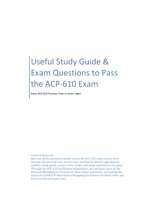 Useful Study Guide & Exam Questions to Pass the ACP-610 Exam