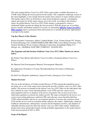 Inferior Vena Cava (IVC) Filter Market