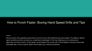 How to Punch Faster: Boxing Hand Speed Drills and Tips