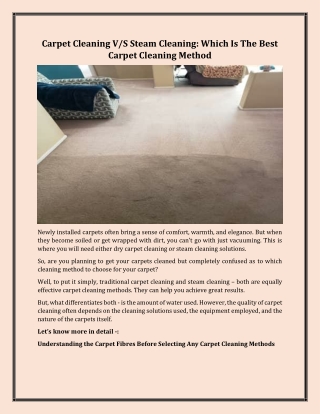 Carpet Cleaning V/S Steam Cleaning: Which Is The Best Carpet Cleaning Method