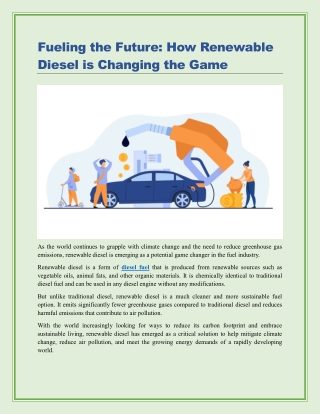 How Renewable Diesel is Changing the Game