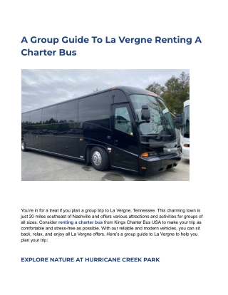 A Group Guide To La Vergne Renting A Charter Bus | Kings Charter Bus USA